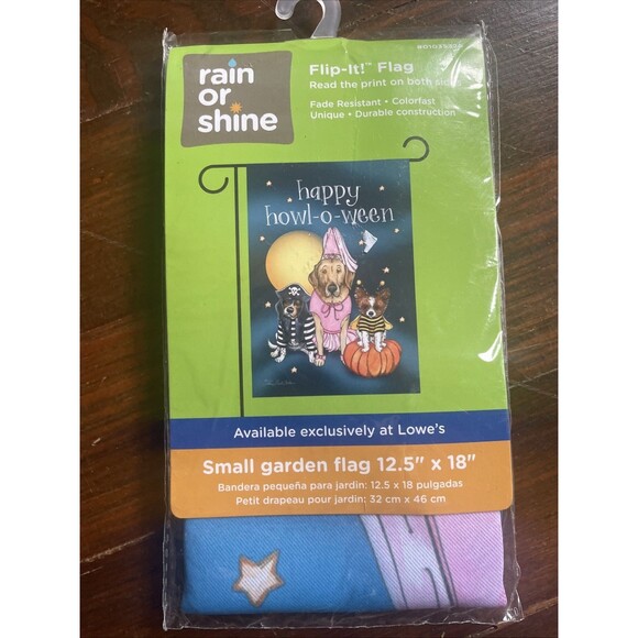 HAPPY HOWL-O-WEEN DOGS 12.5" X 18" GARDEN FLAG 27-3127-179 FLIP IT! RAIN R SHINE - Picture 2 of 6